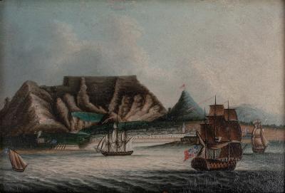 A Pair of Miniature Views of Port Towns Chinese Artist Canton c 1810 20