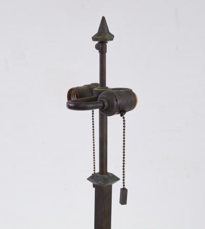 A Pair of Modernist Patinated Bronze Geometric Floor Lamps