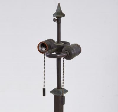 A Pair of Modernist Patinated Bronze Geometric Floor Lamps