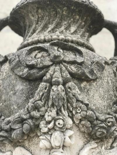 A Pair of Monumental Italian Limestone Vases 18th century style