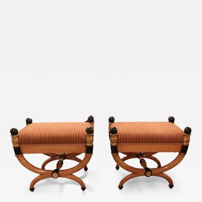 A Pair of Neoclassical Fruitwood Stools France circa 1810