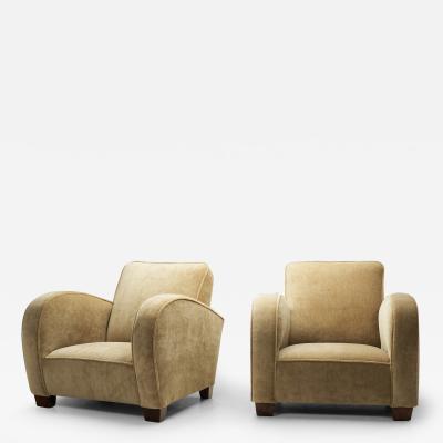 A Pair of Norwegian Art Deco Club Chairs Norway 1930s