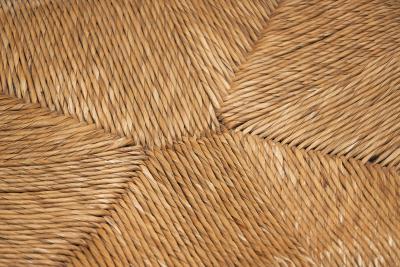 A Pair of Oak and Woven Rush High Back Armchairs France 1940s
