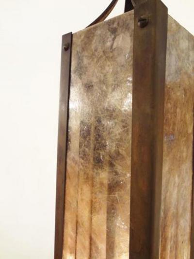 A Pair of Obelisk Shaped Table Lamps in Mica and Wrought Iron