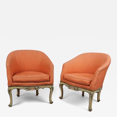 A Pair of Painted Wood Tub Chairs poltrone a pozzetto 