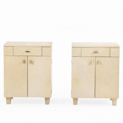 A Pair of Parchment Clad Cabinets or Nightstands C 1960 