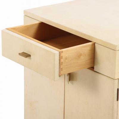 A Pair of Parchment Clad Cabinets or Nightstands C 1960 