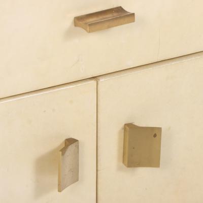 A Pair of Parchment Clad Cabinets or Nightstands C 1960 