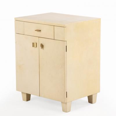 A Pair of Parchment Clad Cabinets or Nightstands C 1960 