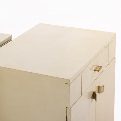 A Pair of Parchment Clad Cabinets or Nightstands C 1960 