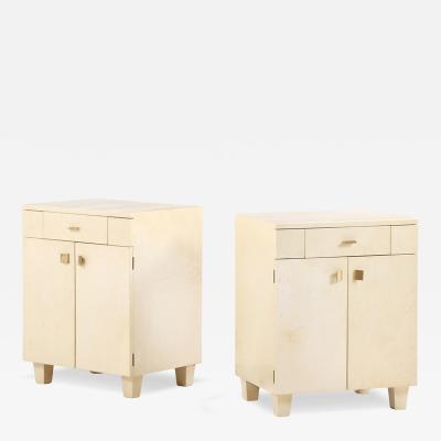 A Pair of Parchment Clad Cabinets or Nightstands C 1960 