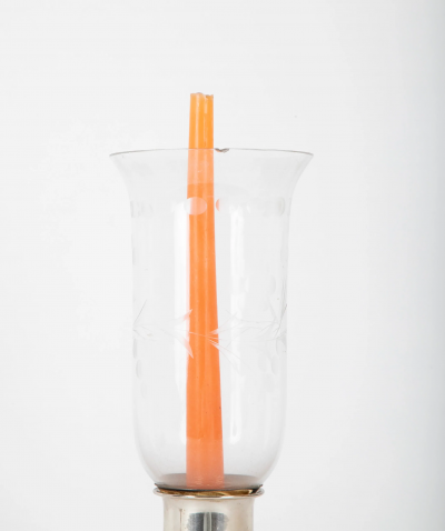 A Pair of Photophores with Engraved Hurricanes and Hallmark on Base