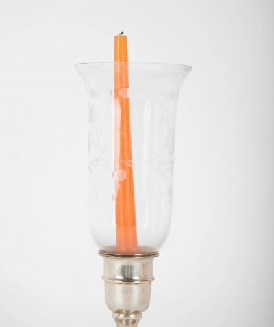 A Pair of Photophores with Engraved Hurricanes and Hallmark on Base