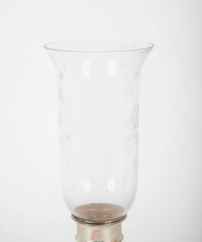 A Pair of Photophores with Engraved Hurricanes and Hallmark on Base