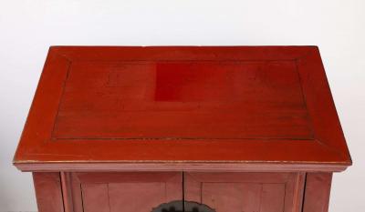 A Pair of Red Lacquer Cabinets