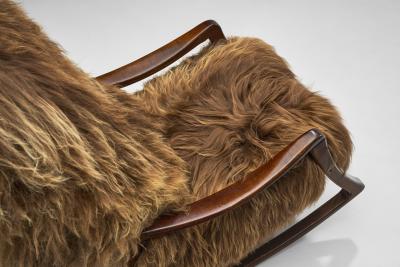 A Pair of Rocking Chairs in Longhair Sheepskin Europe 1960s