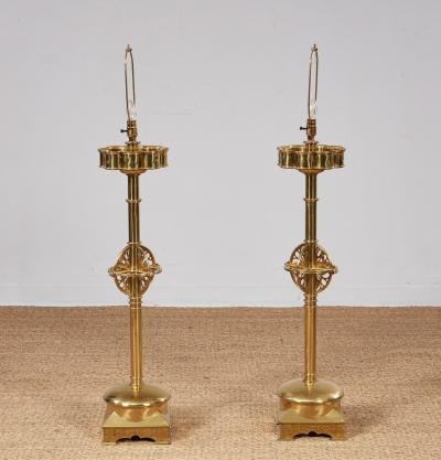 A Pair of Superb Overscale Brass Table Lamps