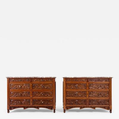 A Pair of Superbly Carved Bruxelles Chests