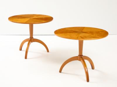 A Pair of Swedish Birch Tripod Pedestal Tables Circa 1940s