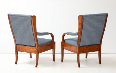 A Pair of Swedish Birchwood Open Armchairs Late19th Century