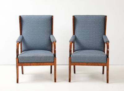 A Pair of Swedish Birchwood Open Armchairs Late19th Century