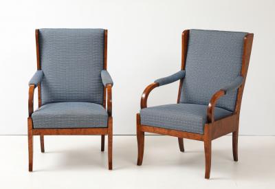 A Pair of Swedish Birchwood Open Armchairs Late19th Century