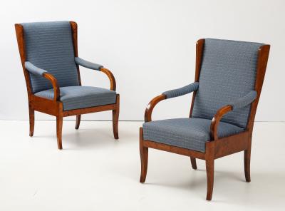 A Pair of Swedish Birchwood Open Armchairs Late19th Century