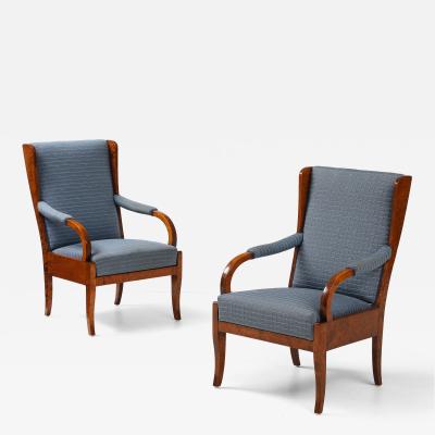 A Pair of Swedish Birchwood Open Armchairs Late19th Century