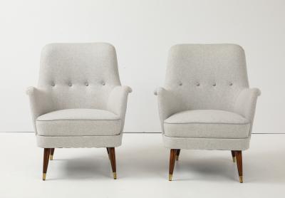 A Pair of Swedish Modern Upholstered Armchairs Circa 1940s