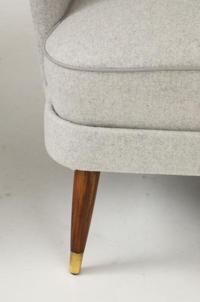 A Pair of Swedish Modern Upholstered Armchairs Circa 1940s