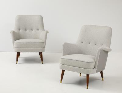 A Pair of Swedish Modern Upholstered Armchairs Circa 1940s