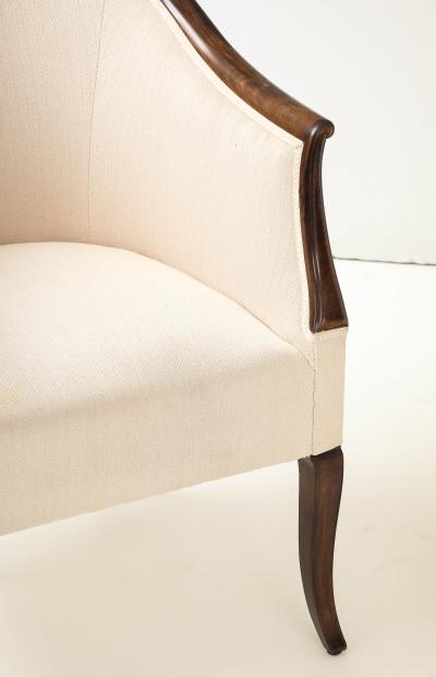 A Pair of Swedish Stained Birch Barrel Back Armchairs Circa 1940s