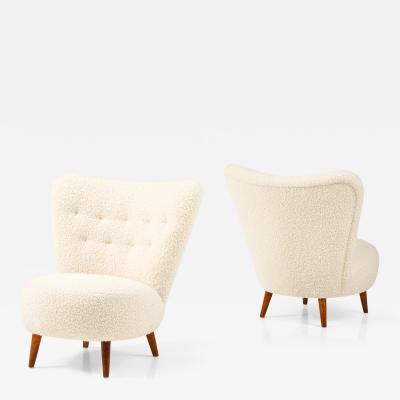 A Pair of Swedish Upholstered Club Chairs Circa 1940s