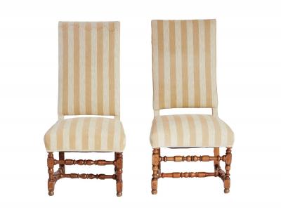 A Pair of Tall Back Upholstered Side Chairs