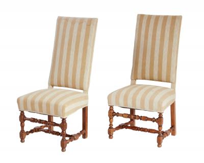 A Pair of Tall Back Upholstered Side Chairs