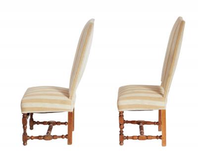 A Pair of Tall Back Upholstered Side Chairs