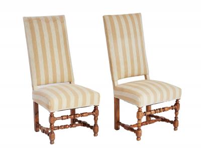 A Pair of Tall Back Upholstered Side Chairs