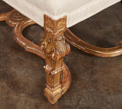 A Pair of Upholstered Giltwood Benches
