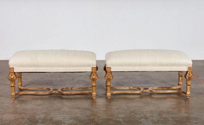 A Pair of Upholstered Giltwood Benches