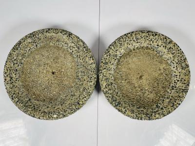 A Pair of Vintage Pebble Stone Concrete Planters