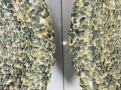 A Pair of Vintage Pebble Stone Concrete Planters