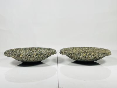 A Pair of Vintage Pebble Stone Concrete Planters
