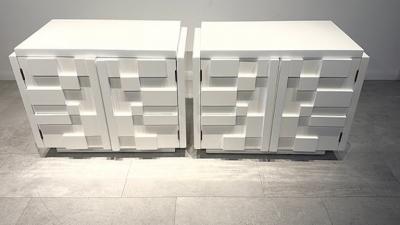 A Pair of White Gloss Lacquer Nightstands Lane