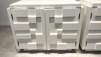 A Pair of White Gloss Lacquer Nightstands Lane