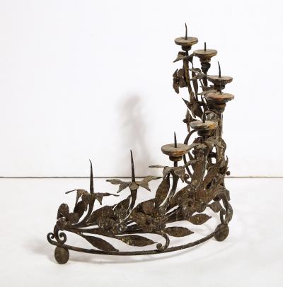 A Pair of Wrought Iron Eight Light Candelabra