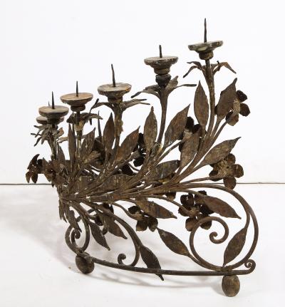 A Pair of Wrought Iron Eight Light Candelabra