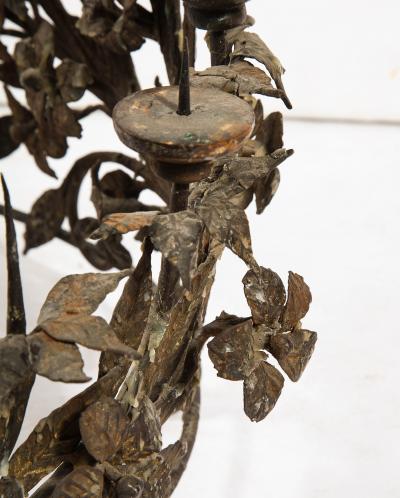 A Pair of Wrought Iron Eight Light Candelabra