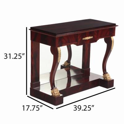 A Pair of custom Empire style crotch mahogany console tables 