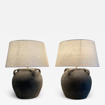 A Pair of lamps mid modern ceramic lamps table lamps Scandanavian style