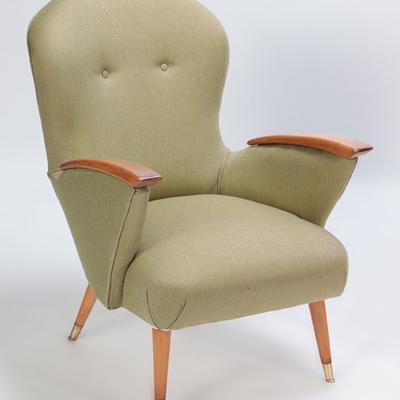 A Pair of restored Danish armchairs with rolled arms Circa 1950